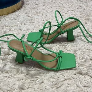 Shein green lace up heels